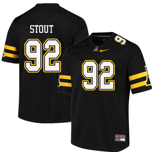 Men #92 Myquon Stout Appalachian State Mountaineers College Football Jerseys Sale-Black - Click Image to Close